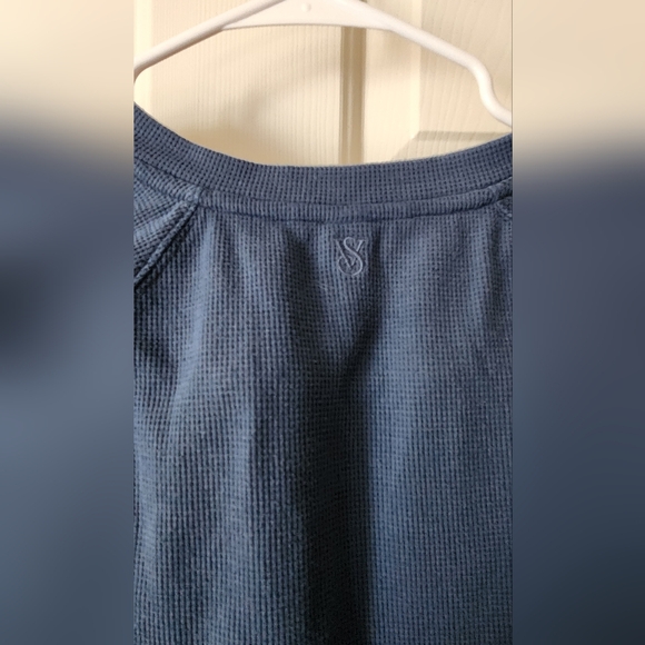 VICTORIA'S SECRET Glow Waffle Henley Jogger Set Sz S Blue Pajama Set - Picture 7 of 7